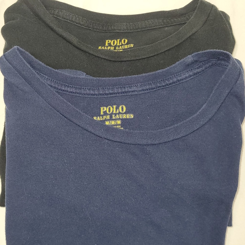 POLO RALPH LAUREN LOT OF 2 Men's T-shirts Cotton Crewneck Sz Medium Black & Navy